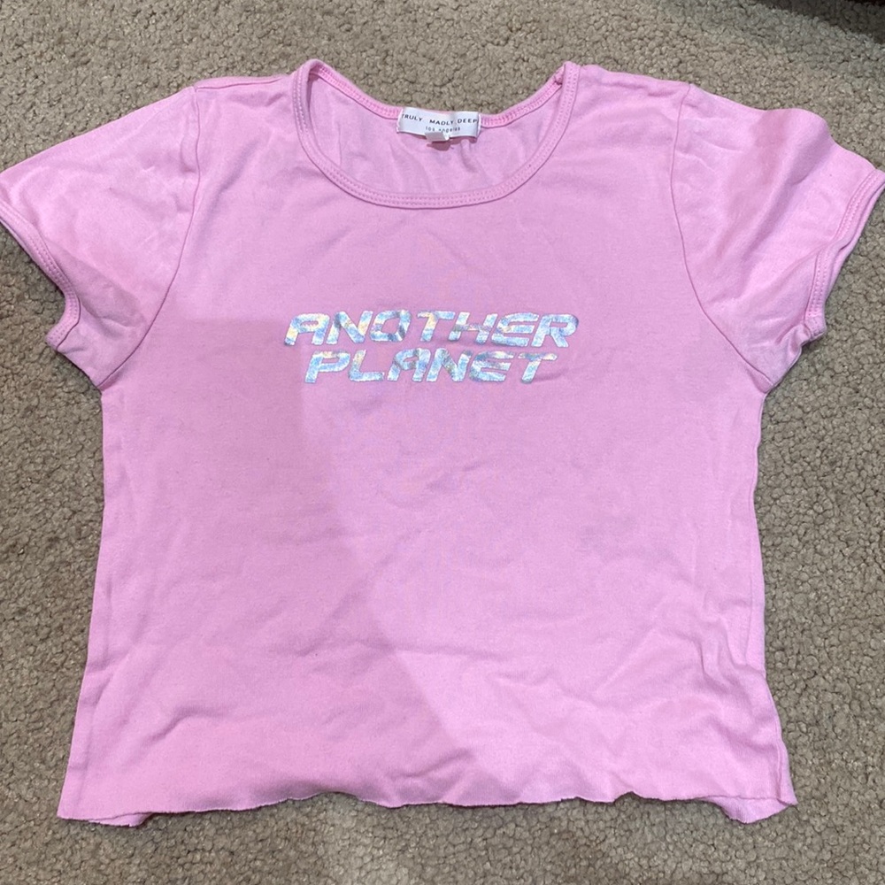 Truly Madly Deeply Wmns Pink “ANOTHER PLANET” baby tee